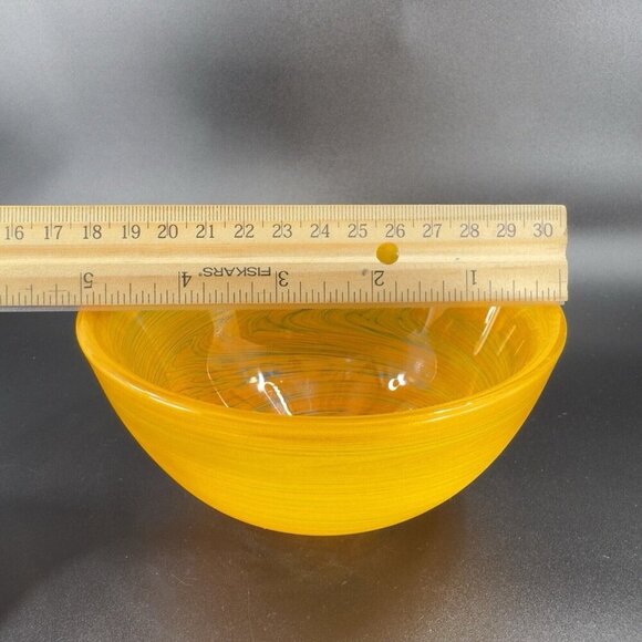 Vintage Glass Dish Bowl Clear With Orange Swirls Round Bowl Kitchenware Decor - Picture 3 of 13
